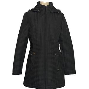 Women's Weatherproof Black Quilted Jacket with Hood Sz M
